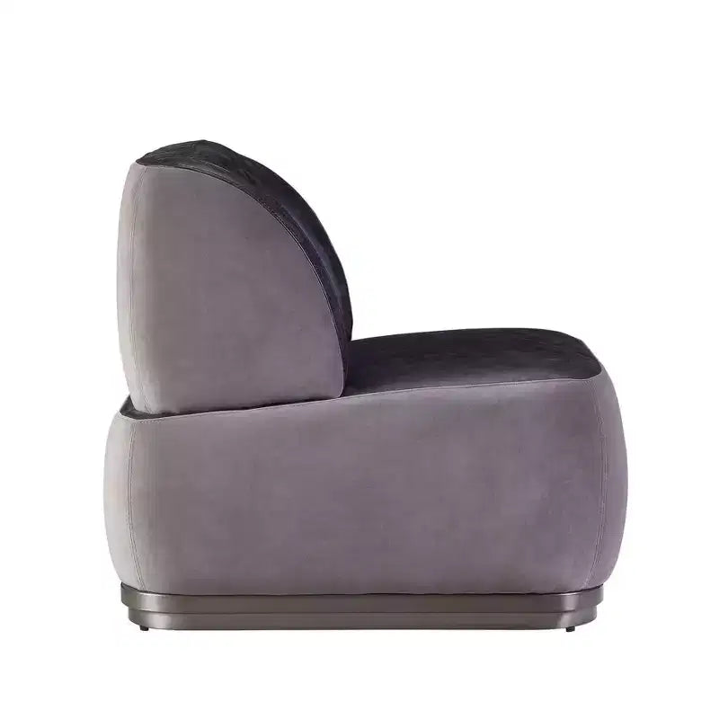 Accent Chair Antique Slate Top Grain Leather and Gray Velvet