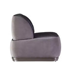 Accent Chair Antique Slate Top Grain Leather and Gray Velvet