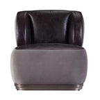 Accent Chair Antique Slate Top Grain Leather and Gray Velvet