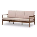 Venza Mid-Modern Walnut Wood Fabric Upholstered 3 Seater Sofa - Baxton Studio: Rubberwood Frame, Polyester