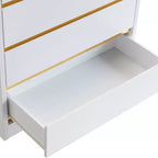5 Drawer Tall Chest White with Gold Trim