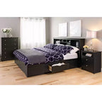 Cassettiera a 5 cassetti Prepac nera: stile di transizione, finitura satinata, ferramenta nichelata, contenitore per camera da letto