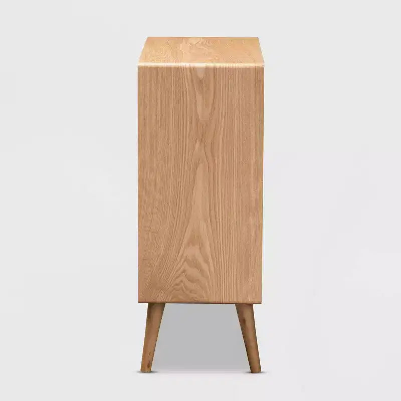 Cassettiera a 4 cassetti Alina Wood and Rattan Oak - Baxton Studio: Profilo sottile, stile bohémien, ampio spazio di archiviazione