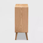 Cassettiera a 4 cassetti Alina Wood and Rattan Oak - Baxton Studio: Profilo sottile, stile bohémien, ampio spazio di archiviazione