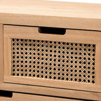 Cassettiera a 4 cassetti Alina Wood and Rattan Oak - Baxton Studio: Profilo sottile, stile bohémien, ampio spazio di archiviazione