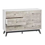 Buylateral Crislana Mid-Century Modern 6 Drawer Dresser Gray/White