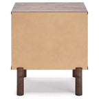 Industrial Nightstand, Brown and Beige, with Drawer and Open Cubby