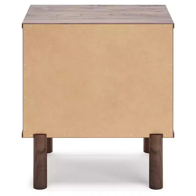 Industrial Nightstand, Brown and Beige, with Drawer and Open Cubby