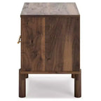 Industrial Nightstand, Brown and Beige, with Drawer and Open Cubby