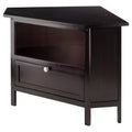 Winsome Zena Corner TV Stand for TVs up to 27" Espresso: Mid-Century Modern, Open Shelving, MDF Wood