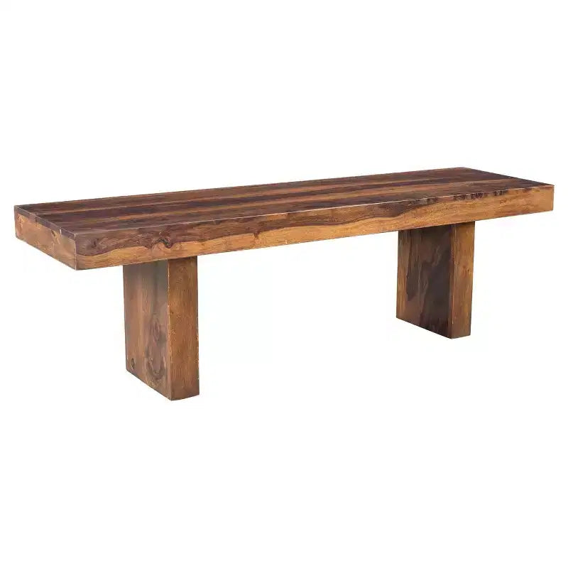 Panca Cubo 60" in Legno Massello di Sheesham - Timbergirl: Marrone Rustico, Struttura in Ferro, 3 Posti, Contenitore, Capacità 136 kg