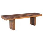 Panca Cubo 60" in Legno Massello di Sheesham - Timbergirl: Marrone Rustico, Struttura in Ferro, 3 Posti, Contenitore, Capacità 136 kg