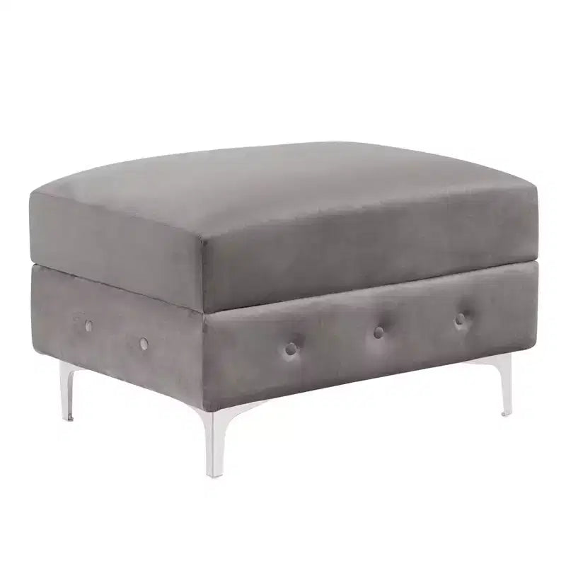 Elmhurst Glam Deep Button Tufted Ottoman Gray - HOMES: Inside + Out