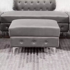 Elmhurst Glam Pouf Imbottito Profondo con Bottoni Grigio - HOMES: Inside + Out