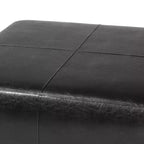 Pouf/poggiapiedi quadrato in vera pelle nero - Baxton Studio: Moderno imbottito, Struttura in legno, Nessun assemblaggio richiesto