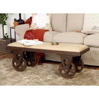Panca industriale in legno marrone - Olivia & May: telaio in metallo, con ruote, capacità 181 kg