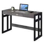 Scrivania Monterey da 47" con stazione di ricarica Grigio invecchiato/Nero - Breighton Home: Postazione di lavoro da ufficio con credenza a scaffale