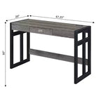 Scrivania Monterey da 47" con stazione di ricarica Grigio invecchiato/Nero - Breighton Home: Postazione di lavoro da ufficio con credenza a scaffale