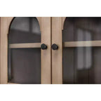 Modern Wood Credenza and Hutch, Light Brown Wire Brushed