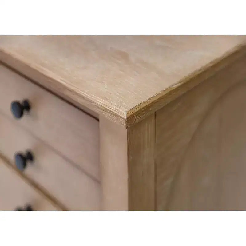 Modern Wood Credenza and Hutch, Light Brown Wire Brushed