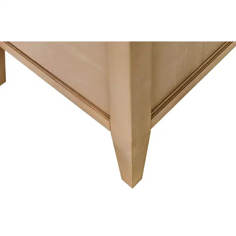 Modern Wood Credenza and Hutch, Light Brown Wire Brushed