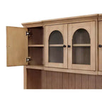 Modern Wood Credenza and Hutch, Light Brown Wire Brushed