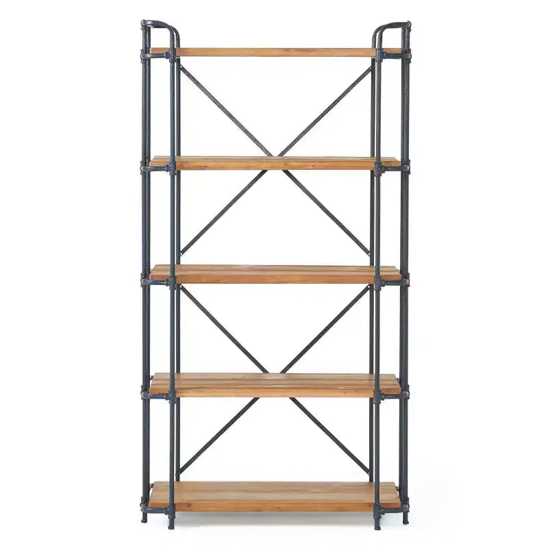 Christopher Knight Home Yorktown 66,75" Libreria Industriale a 5 Ripiani Marrone: Metallo e Legno, Stile Console, Capacità 113 kg