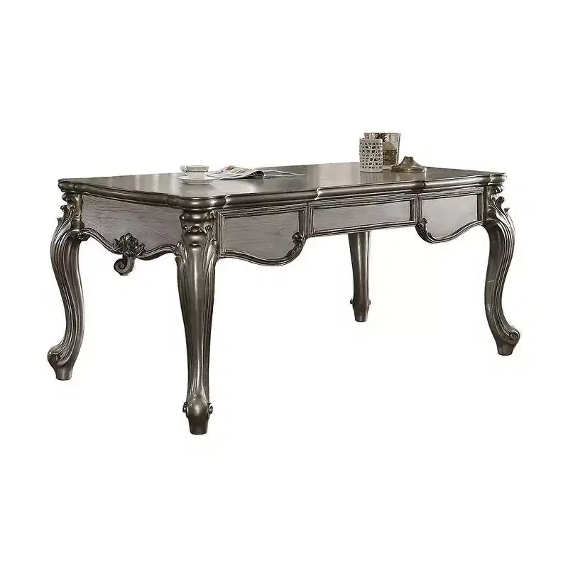 Scrivania direzionale Versailles platino antico - Acme Furniture: Superficie impiallacciata, Struttura in legno, Contenitore chiuso