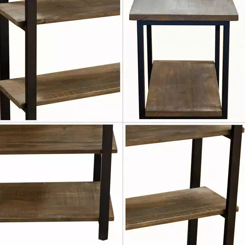 Libreria a 5 ripiani Pomona da 70" in metallo e legno massiccio Naturale - Alaterre Furniture