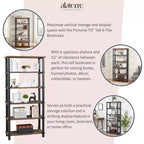 Libreria a 5 ripiani Pomona da 70" in metallo e legno massiccio Naturale - Alaterre Furniture