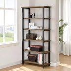 Libreria a 5 ripiani Pomona da 70" in metallo e legno massiccio Naturale - Alaterre Furniture