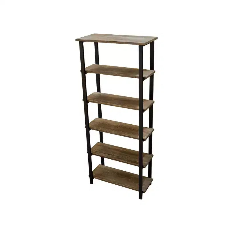 Libreria a 5 ripiani Pomona da 70" in metallo e legno massiccio Naturale - Alaterre Furniture
