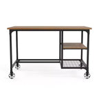 Scrivania per computer industriale Reicher da 48" nero antico - miBasics: postazione di lavoro mobile con ripiano aperto