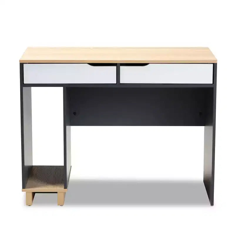 Scrivania per computer in legno con 2 cassetti Reed - Grigio/Bianco - Baxton Studio: Stile contemporaneo, alloggiamento CPU, Mobili per ufficio a casa