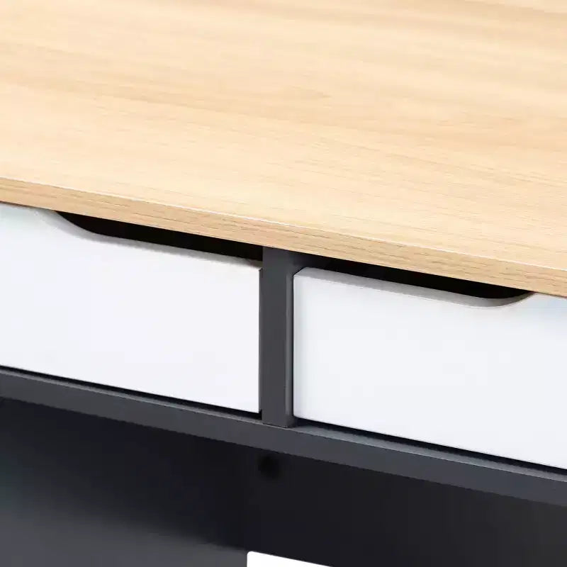 Scrivania per computer in legno con 2 cassetti Reed - Grigio/Bianco - Baxton Studio: Stile contemporaneo, alloggiamento CPU, Mobili per ufficio a casa