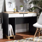 Scrivania per computer in legno con 2 cassetti Reed - Grigio/Bianco - Baxton Studio: Stile contemporaneo, alloggiamento CPU, Mobili per ufficio a casa