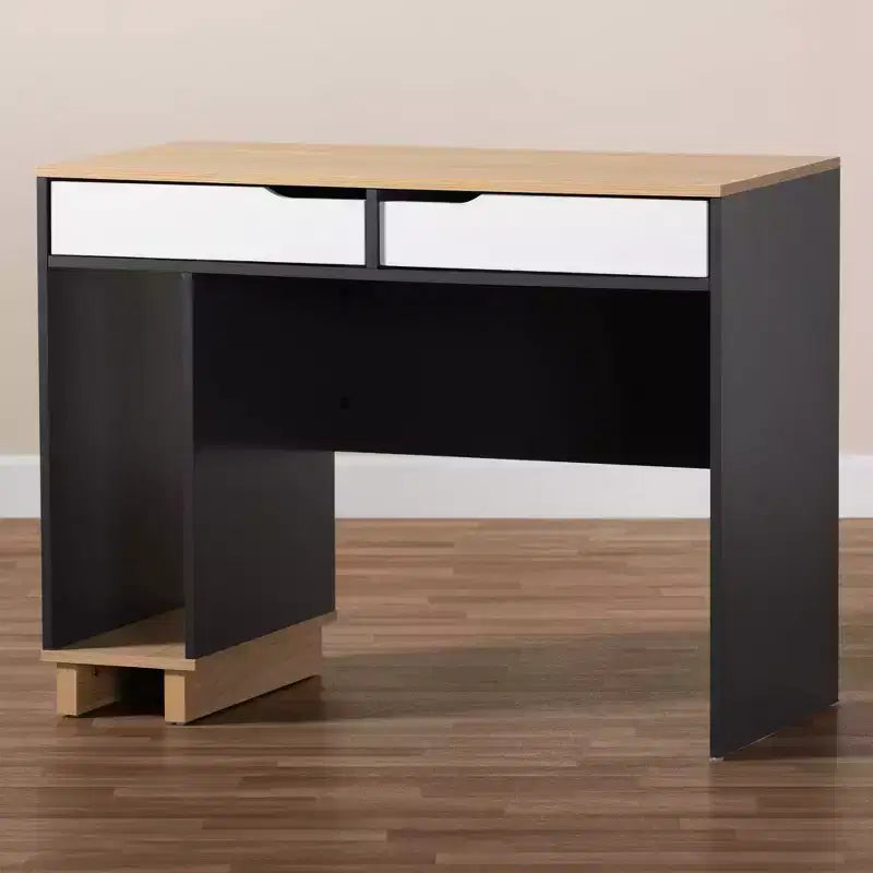 Scrivania per computer in legno con 2 cassetti Reed - Grigio/Bianco - Baxton Studio: Stile contemporaneo, alloggiamento CPU, Mobili per ufficio a casa