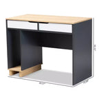 Scrivania per computer in legno con 2 cassetti Reed - Grigio/Bianco - Baxton Studio: Stile contemporaneo, alloggiamento CPU, Mobili per ufficio a casa