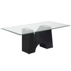 HOMES: Inside + Out Riverpoint Modern Rectangle Coffee Table Clear/Black: Steel Frame, Tempered Glass Top, Beveled Edges