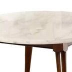 Tavolino da caffè Gasha da 36" - Piano in marmo bianco e noce - Acme Furniture: Moderno metà secolo, Rotondo, Gambe in legno, Montaggio senza attrezzi