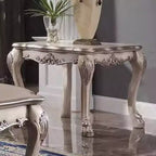 Tavolino da Caffè Dresden Vintage Bianco Osso 28" - Acme Furniture: Piedini a Artiglio, Dettagli Intagliati