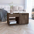 Dark Walnut Coffee Table with Drawer and Lower Shelf