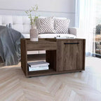 Dark Walnut Coffee Table with Drawer and Lower Shelf