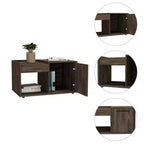 Dark Walnut Coffee Table with Drawer and Lower Shelf