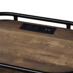 24/7 Shop At Home Tavolino Tanna Marrone/Nero Opaco: Ovale, 3 Ripiani, Porte USB, Struttura in Metallo