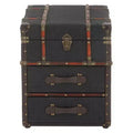 Wood and Fabric End Table Dark Blue with Storage - Olivia & May: Fully Assembled, Indoor Use