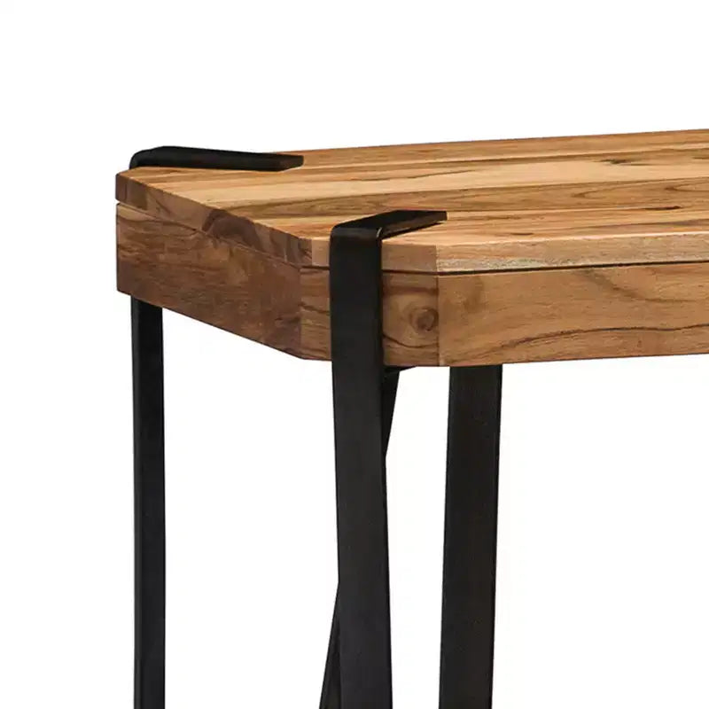 Alaterre Furniture Ryegate, tavolino con bordo vivo in legno massiccio, marrone naturale, 21": Struttura in metallo, due ripiani