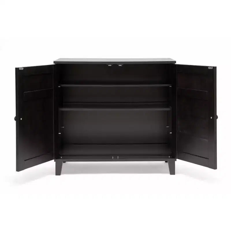 Glidden Wood Modern Shoe Cabinet (Basso) Marrone Scuro - Baxton Studio