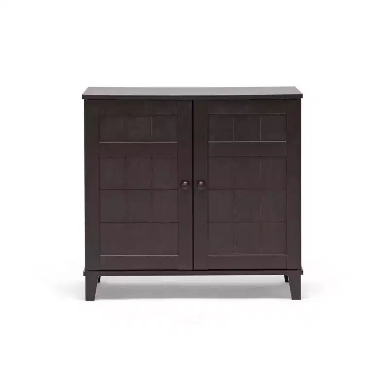 Glidden Wood Modern Shoe Cabinet (Basso) Marrone Scuro - Baxton Studio