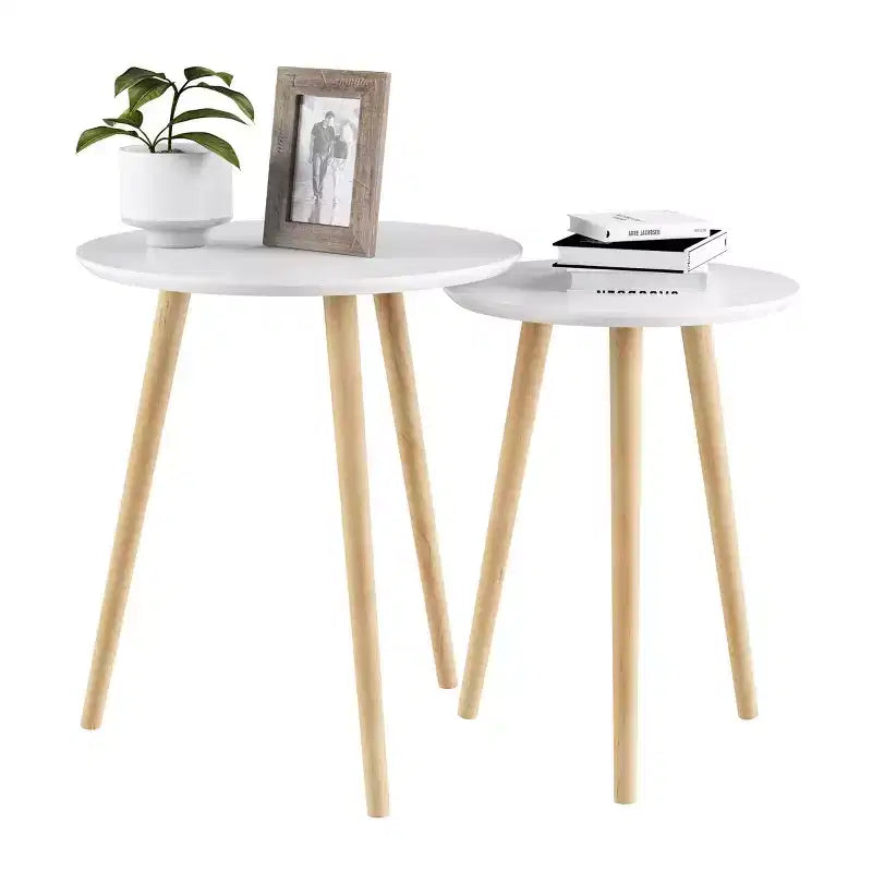 Tavolini a Nido con Piano Rotondo Bianco - Yorkshire Home